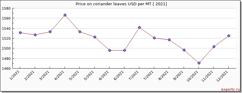 coriander leaves price per year
