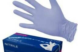 Фиолетовые перчатки нитриловые, одноразовые