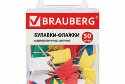 Булавки-флажки маркировочные Brauberg, цветные, 50 шт. .. .