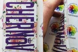 Phone case with logo, photo, text