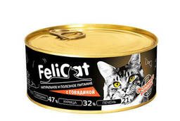 FeliCat Корм мясной для кошек с говядиной, 290 гр.