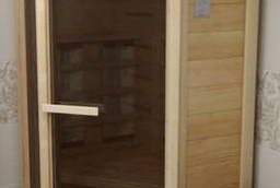 Infrared sauna 1 - local, corner with glass door and one glass insert