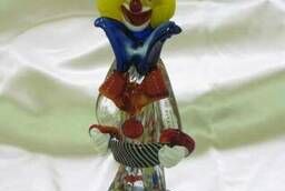 Клоун с гармошкой. Стеклянная фигурка Мурано. Высота 20 см