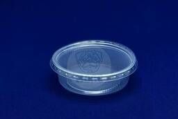 Disposable plastic round food container with. ..