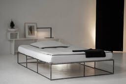 Loft-style bed, metal bed.