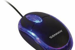 Мышь проводная Sonnen М-204, USB, 1000 dpi, 2 кнопки +. ..