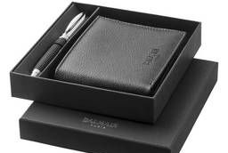 Подарочный набор: ручка шариковая, бумажник, черный