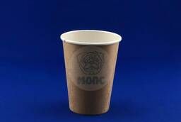 Disposable paper cup 300 ml with lid kraft KF 300 brown 501000