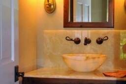 Столешница для ванной из желтого мрамора Краснодар и Адыгея