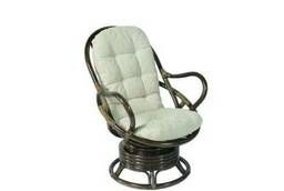 Swivel Rattan Rocking Chair (Dark Walnut)