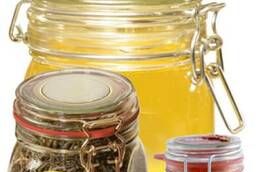 Wholesale glass jars with a drag lock for caviar, honey.