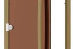 Дверь для бани SAWO 741-3SGA-L-1, бронза без порога с вертикальной изогнутой ручкой. ..