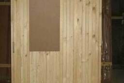 External door block with a wooden profiled rail