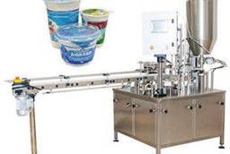 Filling machine for sour cream, yogurt with pieces of fruit