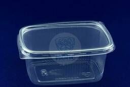 Disposable plastic rectangular food container with. ..