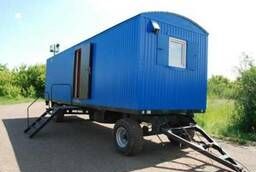 Mobile wagon-house trailer residential change house on chassis wheels