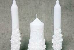 Набор Свадебных свечей  Объёмные розы  белый