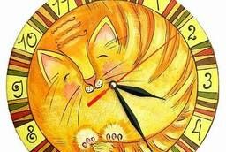Настенные часы авторские Солнечный кот ручная роспись. ..