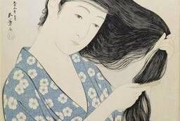 Heater-painting Reproduction of Japanese painting. Woman combing her hair