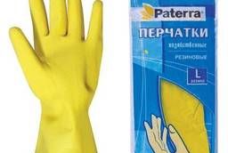 Перчатки хозяйственные резиновые Paterra с х/б. ..