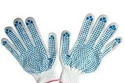 Working gloves, cotton with pvc, 4 threads, grade 10