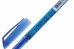 Ручка стираемая гелевая Staff, Синяя, хромированные. ..