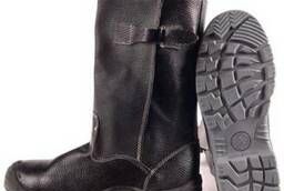 Leather boots with an adjustable bootleg, PU TPU sole