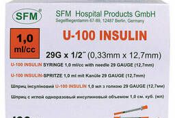 Шприц инсулиновый SFM, 1 мл, Комплект 10 шт. , пакет. ..