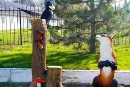 Скульптура садовая Лиса Патрикеевна и ворона