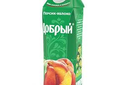 Сок Добрый Яблоко-Персик 1 литр 12 шт в упаковке
