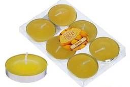 Свечи восковые в гильзе (набор 6 шт. ), аромат лимон