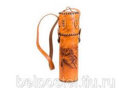Travel thermos 1l in genuine leather braid