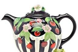 Заварочный чайник керамический Цветы и вишня. 1600 мл. .. .