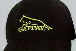Gappay Black Gappay baseball cap with a yellow stripe and a Gappay logo