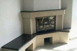 Fireplaces made of granite, marble, travertine, shell rock