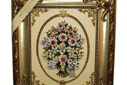 Картина фарфоровая панно Букет прекрасных цветов 65 х 59 см.