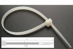 Стяжка 200х2, 5 мм (белая): Кабельная стяжка нейлоновая, неот