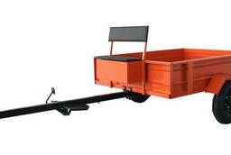 Cart trailer with brakes for mini-tractor and walk-behind tractor up to 1 ton