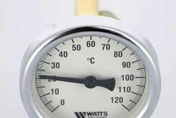 Термометр биметаллический F+R801 63мм с погружной гильзой Watts Ind 120 град. C гильза 75мм