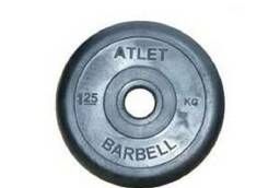 Диск Barbell Atlet обрезиненный черный d-26mm 1, 25кг