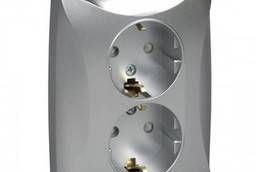 Duet Silver Double socket with protective earthing. ..