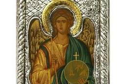 Icon of the Archangel Michael in a silver frame Size 11 x 9 cm.