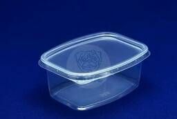 Disposable plastic rectangular food container. middle. ..