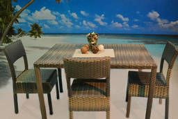 Dining set of wicker furniture made of artificial rattan