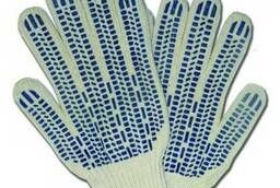 Перчатки трикотажн. 4-н белые с ПВХ (протектор, волна