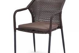 Плетеный стул Жасмин коричневый с подушкой