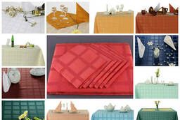 Tablecloths, napkins, napers, buffet skirts wholesale.