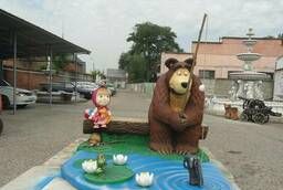 Скульптура садовая Маша и Медведь на рыбалке в Самаре
