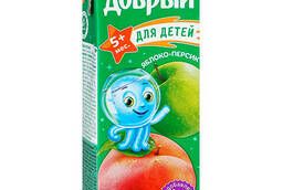 Сок Добрый Яблоко-Персик 0, 2 литра 27 шт в упаковке