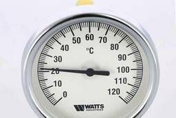 Термометр биметаллический F+R801 80мм с погружной гильзой Watts Ind 120 град. C гильза. ..
